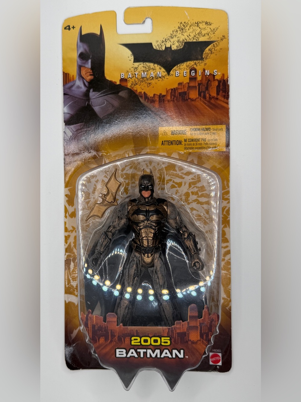 Vintage 2005 Mattel Batman Begins Bronze Armor Gold Action Figure Sealed H9360